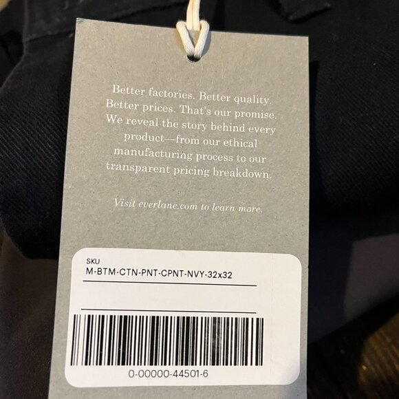 Everlane Men's The Chore Pant NWT Size 32 x 32 Dark Navy - Picture 5 of 6